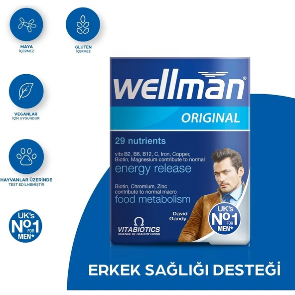 Wellman Vitabiotics Wellman Original Erkekler İçin Takviye Edici Gıda 30 Tablet ürün görseli 1