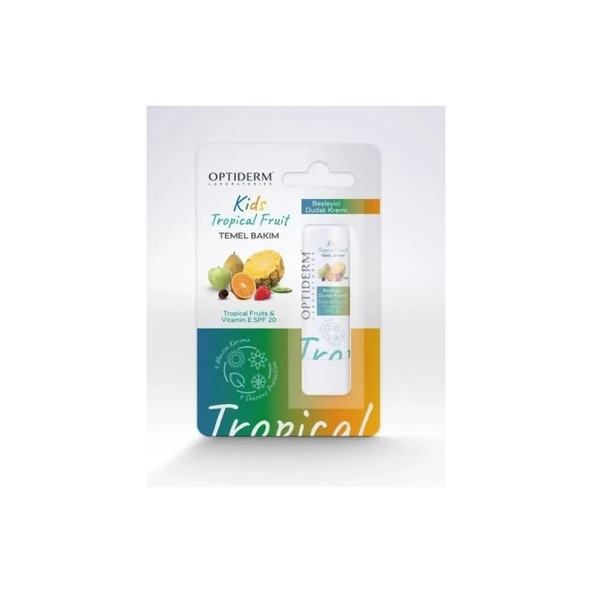 Optiderm Lip Stick Kids Tropical Meyve & E Vitamini SPF20+ ürün görseli 1