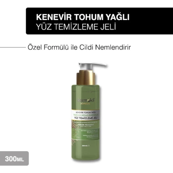 Dermokil Kenevir Tohumu Yağlı Yoğun Nemlendirme Yüz Temizleme Jeli 300 ml - Resim 2