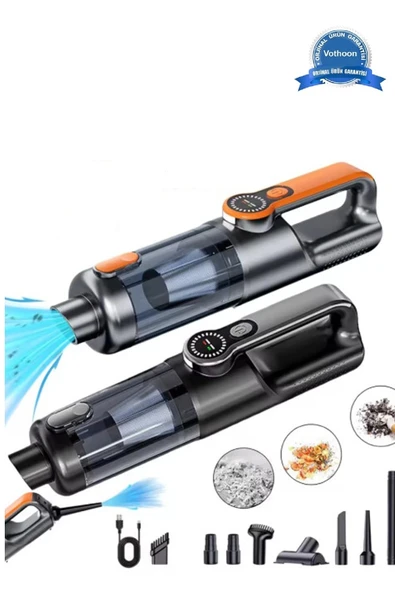 Işıklı Araç Süpürgesi Kablosuz 22.000 Pascal Çekim Gücü Vakum ve Üfleme 2in1 10Başlık Metal Filtreli ürün görseli