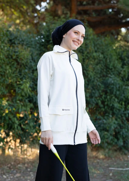 Tesettür Eşofman Siyah Fermuarlı - Resim 5