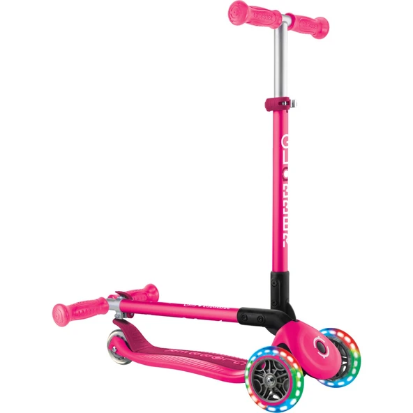 Primo Katlanabilir Lıghts - Çocuklar Için 3 Tekerlekli Işıklı Scooter-Pembe - Resim 4
