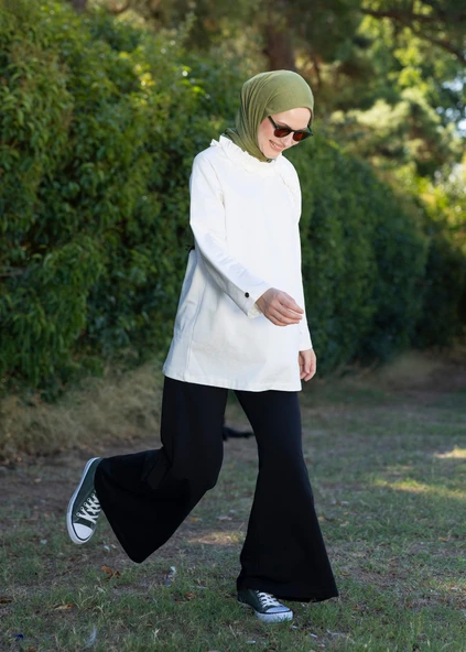 Tesettür Eşofman Üstü -Ekru - Resim 6