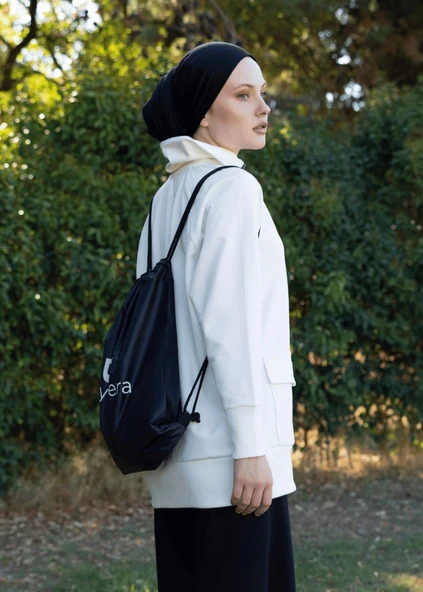 Tesettür Eşofman Siyah Fermuarlı - Resim 7