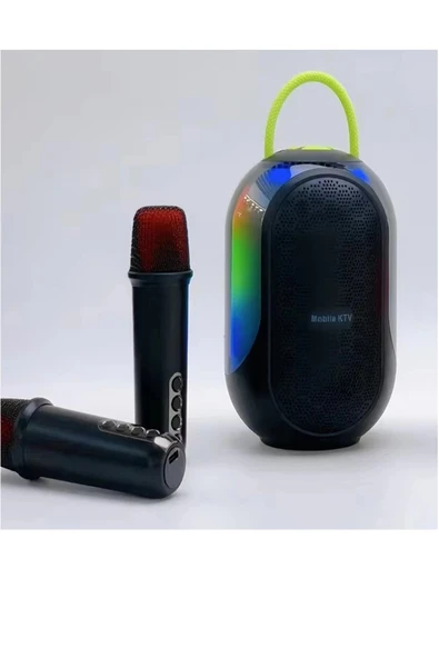 Bluetooth Çift Mikrofonlu Kablosuz Karaoke Rgb Işıklı Yüksek Sesli Müzik 4 Ses Degıstırme - Resim 2
