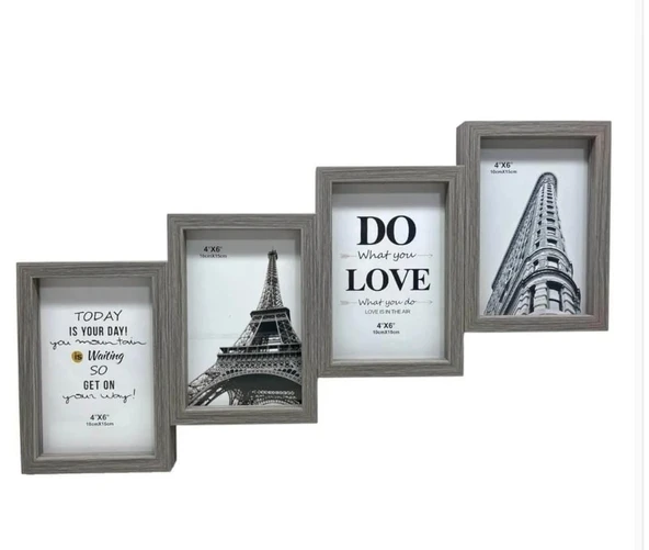 Çoklu Fotoğraf Çerçevesi MDF Ahşap Modern Kolaj Çerçeve Fotoğraf Tutucu 4 Fotoğraf 10x15cm kahverengi ürün görseli 1