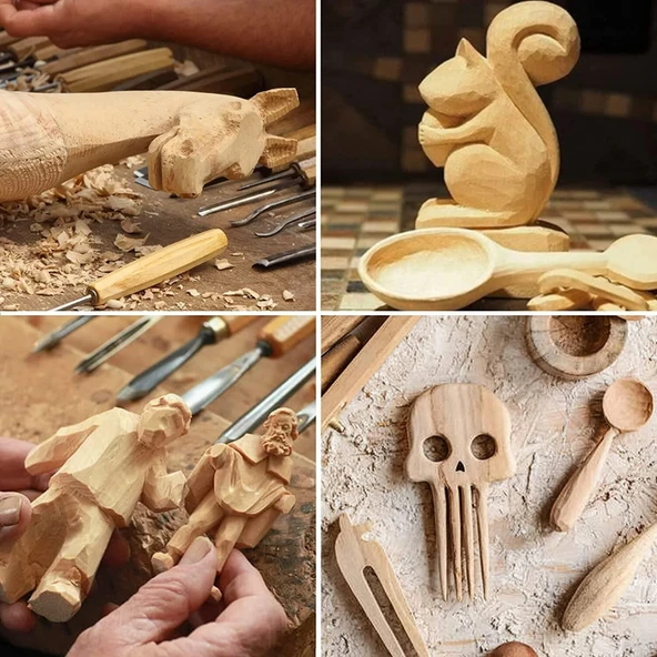 Fixonic Sakata WD1008 12 Parça Mini Ahşap Oyma Seti - Resim 4