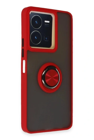 LitaeTrend Vivo Y36 Kılıf Montreal Yüzüklü Silikon Kapak - Kırmızı - Resim 2