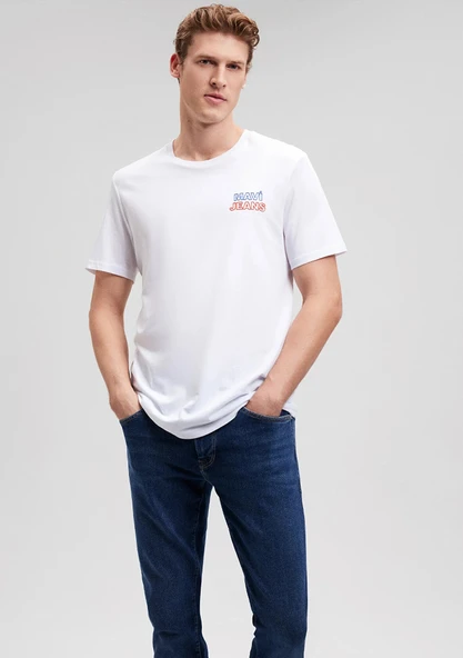 M066841-620 MAVİ BASKILI TİŞÖRT ürün görseli