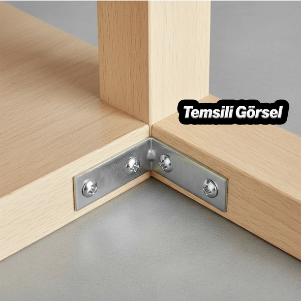(50 ADET) Metal Köşebent 40x40x15 mm İnce L Demiri Gönye Mobilya Duvar Sabitleme Bağlantı Aparatı - Resim 4
