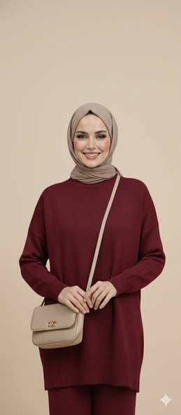 Triko Tunik Pantolon Tesettür Takım - Resim 7