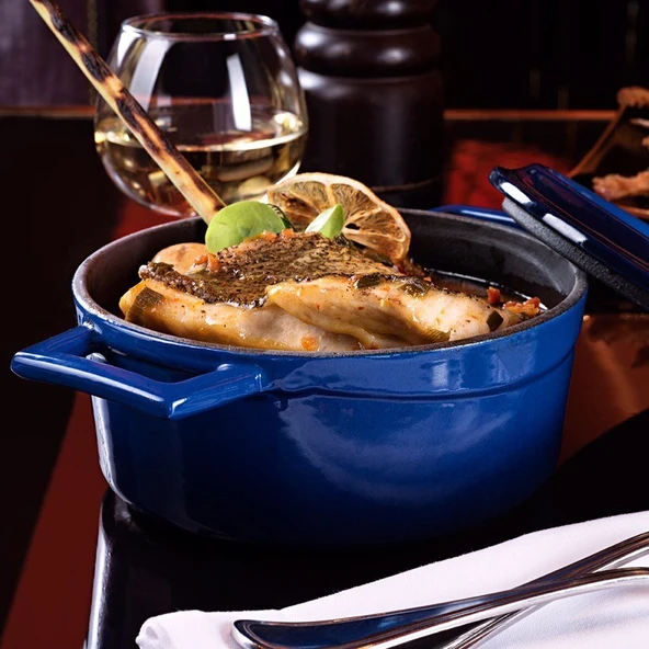 LAVA Döküm Yuvarlak Tencere. Trendy 20CM. - Mavi-LV Y TC 20 K2 B - Resim 5