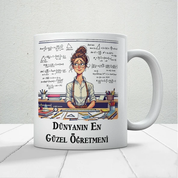 Dünyanın En Güzel Öğretmenine Özel Öğretmenler Günü Hediyelik Baskılı Kupa ürün görseli