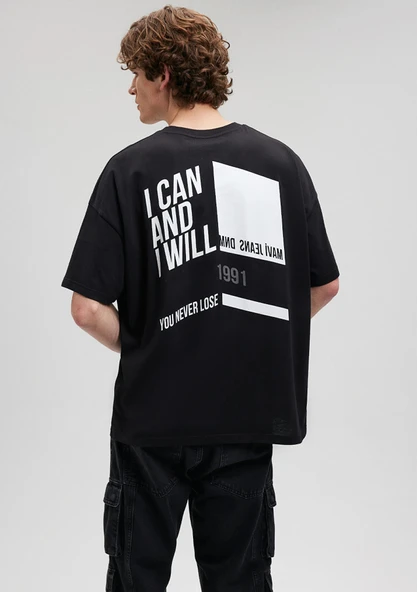 M0612112-900 MAVİ TİŞÖRT I CAN AND I WILL - Resim 5