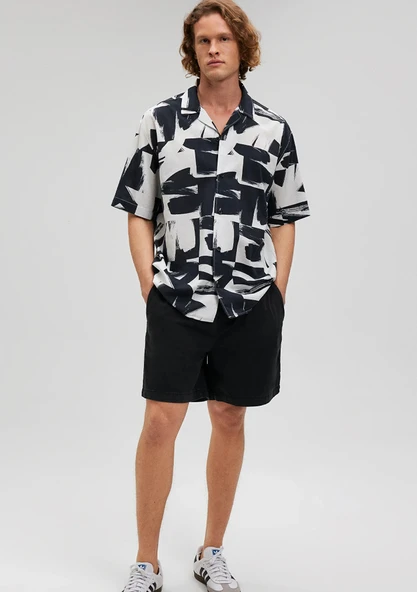 M0210824-900 MAVİ BASKILI GÖMLEK ürün görseli 1