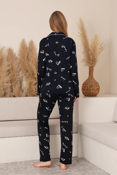 Kadın %100 Pamuk Milan Soft Kumaş Pijama Takımı 12423 - Resim 5