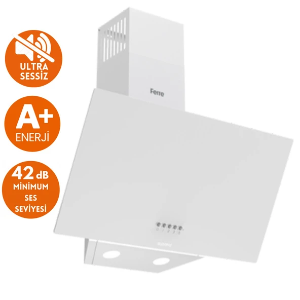 Ferre FlowArt Lidero Sessiz Davlumbazlı Beyaz  Ankastre  Set Yeni Seri ( D087-SA + QBL62CB + SS206) - Resim 2