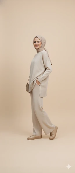 Triko Tunik Pantolon Tesettür Takım - Resim 11