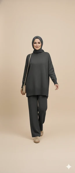 Triko Tunik Pantolon Tesettür Takım ürün görseli 1