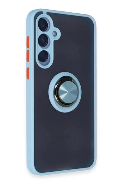 LitaeTrend Samsung Galaxy A25 5G Kılıf Montreal Yüzüklü Silikon Kapak - Buz Mavi - Resim 2