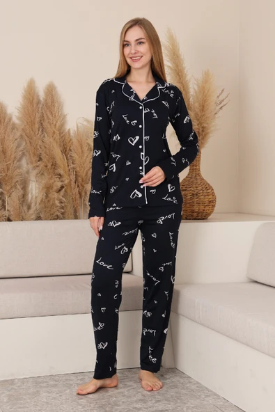 Kadın %100 Pamuk Milan Soft Kumaş Pijama Takımı 12423 - Resim 4