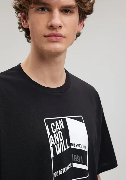 M0612112-900 MAVİ TİŞÖRT I CAN AND I WILL - Resim 4