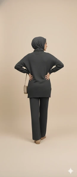 Triko Tunik Pantolon Tesettür Takım - Resim 2