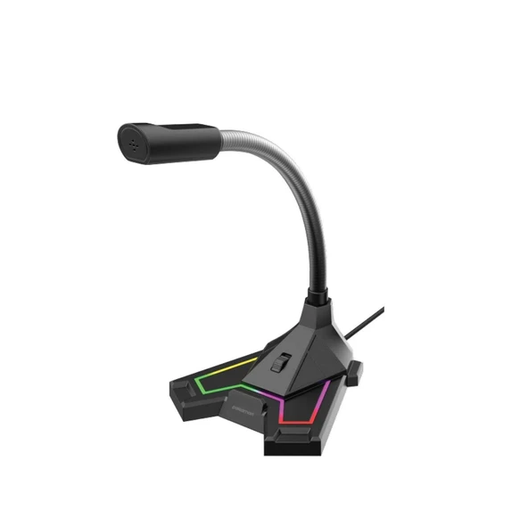 Polosmart PGS402 RGB LED Aydınlatmalı Kablolu Masaüstü Gaming Mikrofon Siyah ürün görseli 1
