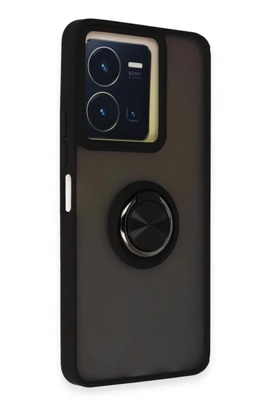 LitaeTrend Vivo Y36 Kılıf Montreal Yüzüklü Silikon Kapak - Siyah - Resim 2