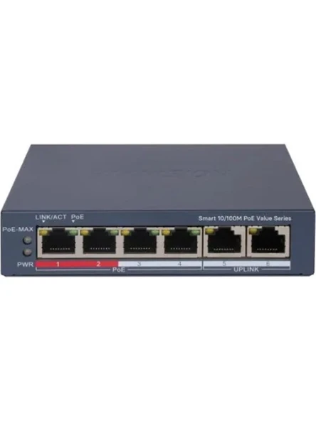 Hikvision DS-3E1106P-EI/M 4 Port Poe 2 Port Uplink Yönetilemez 45W Poe Switch ürün görseli