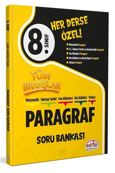 8.Sınıf Her Derse Özel Matematik-İnkılap Tarihi-Fen Bilimleri-Türkçe-Din Kült Paragraf Soru Bankası - Resim 5