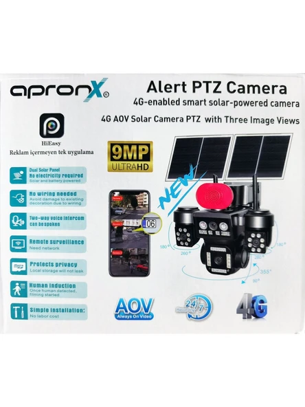 Apronx APX-WSP798 9mp Aov 4g Solar Üç Kamera 2 Solar Panel 40 LED Ptz ürün görseli