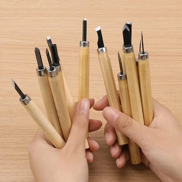 Fixonic Sakata WD1008 12 Parça Mini Ahşap Oyma Seti - Resim 3