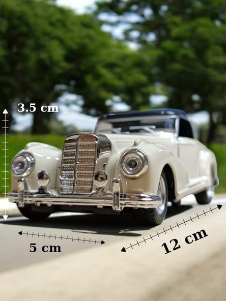 Nostaljik Klasik Metal Çek Bırak Araba Beyaz Kapılar Açılır ( 1/36 Ölçek ) Mod:2 - Resim 3