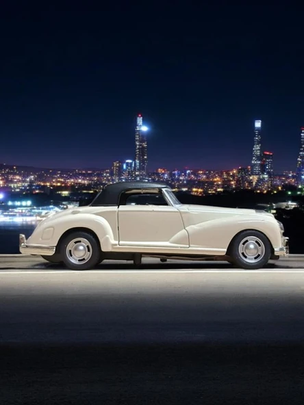 Nostaljik Klasik Metal Çek Bırak Araba Beyaz Kapılar Açılır ( 1/36 Ölçek ) Mod:2 - Resim 4