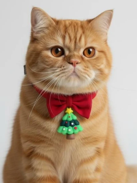 Christmas Tree Yılbaşı Kedi Papyon Tasması | Kırmızı Fiyonk Boyun Aksesuarı | Noel Temalı Kedi Süsü ürün görseli
