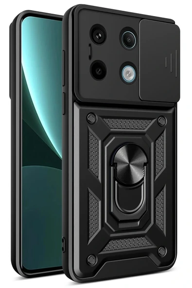 LitaeTrend Xiaomi Poco X6 Pro Kılıf Pars Lens Yüzüklü Silikon - Siyah ürün görseli 1