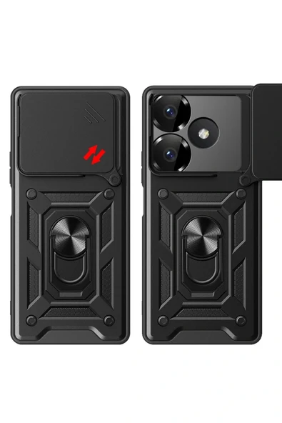 LitaeTrend Xiaomi Redmi 13 4G Kılıf Pars Lens Yüzüklü Silikon - Gümüş - Resim 2