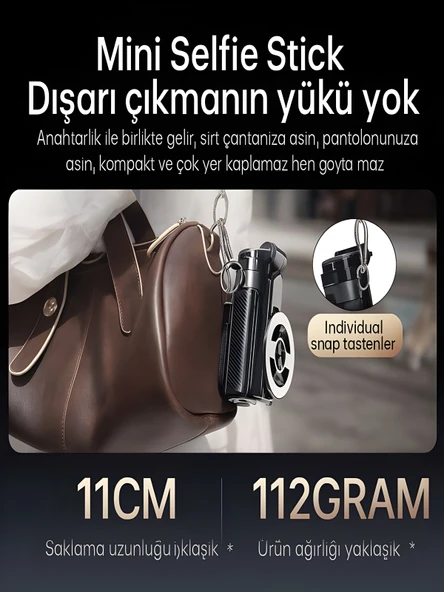 Magsafe Mıknatıslı 41cm 360 Ayarlanabilir Bluetooth Alüminyum Telefon Tripod Android iOS - Resim 4