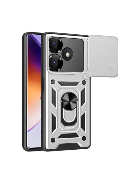 LitaeTrend Xiaomi Redmi 13 4G Kılıf Pars Lens Yüzüklü Silikon - Gümüş ürün görseli 1