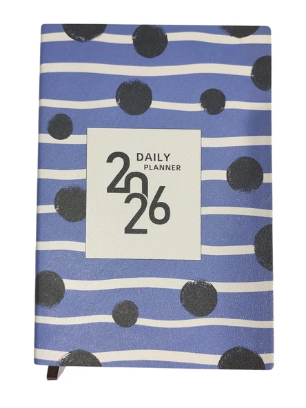 2026 Ajanda Mavi Soyut Desenli Günlük Ajanda A5 (15x21 cm) - Mavi - Resim 4