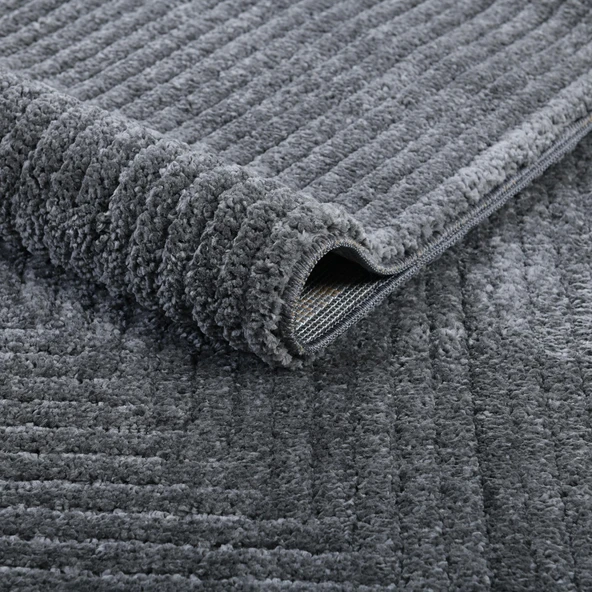 Pandora Yumuşak Peluş Shaggy Gri Çocuk Odası Oturma Odası Salon Mutfak Koridor Halısı Yolluk 1104O - Resim 4