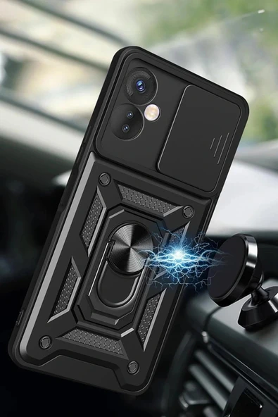 LitaeTrend İnfinix Hot 30 5G Kılıf Pars Lens Yüzüklü Silikon - Gümüş - Resim 2