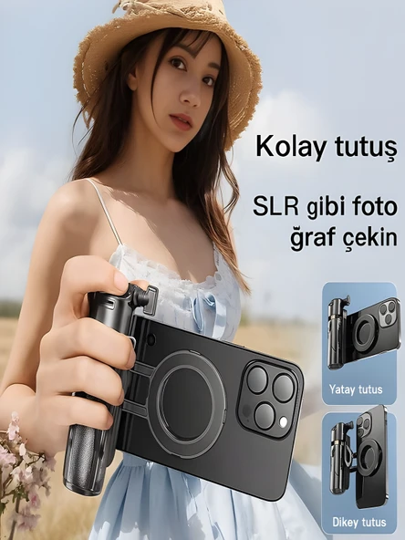 Magsafe Mıknatıslı 41cm 360 Ayarlanabilir Bluetooth Alüminyum Telefon Tripod Android iOS - Resim 5