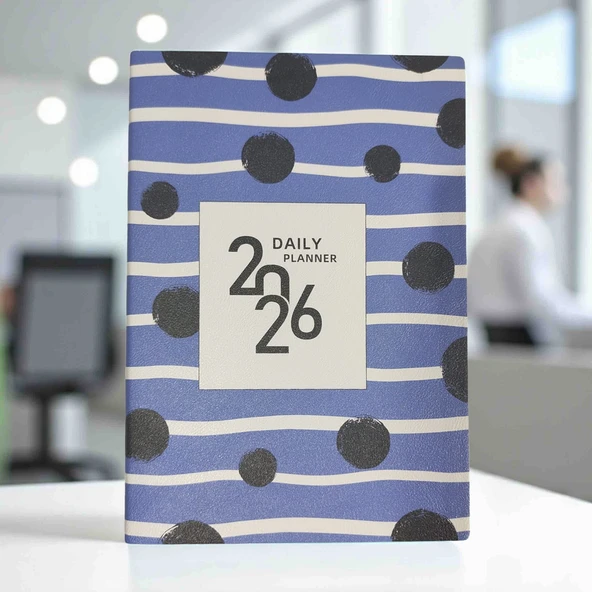 2026 Ajanda Mavi Soyut Desenli Günlük Ajanda A5 (15x21 cm) - Mavi ürün görseli