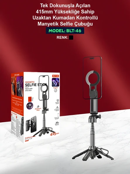 Magsafe Mıknatıslı 41cm 360 Ayarlanabilir Bluetooth Alüminyum Telefon Tripod Android iOS - Resim 7