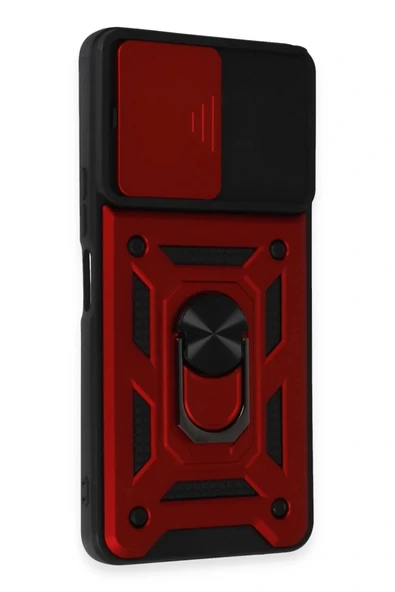 LitaeTrend Vivo Y36 Kılıf Pars Lens Yüzüklü Silikon - Kırmızı - Resim 2