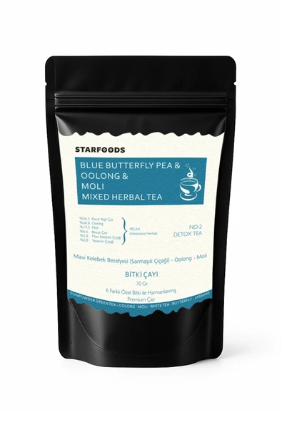 Mavi Kelebek & Oolong & Moli Mixed Herbal No: 2 Detox Tea Beyaz Çay Yeşil Çay Yasemin Çayı - Resim 2