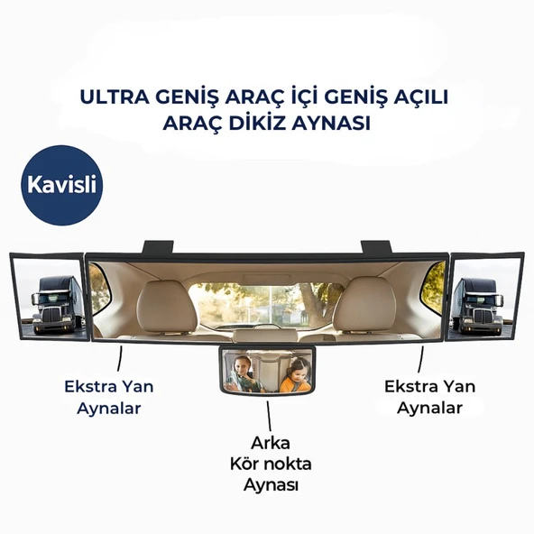 Coofbe Dışbükey Geniş Açılı Araç Dikiz Aynası Ayarlanabilir Kör Nokta Aynası Araç İçi Kontrol Aynası ürün görseli 1