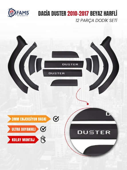 Dacia Duster 2010-2017 Uyumlu Dodik Seti 12 Parça (Beyaz Harfli) - Resim 2